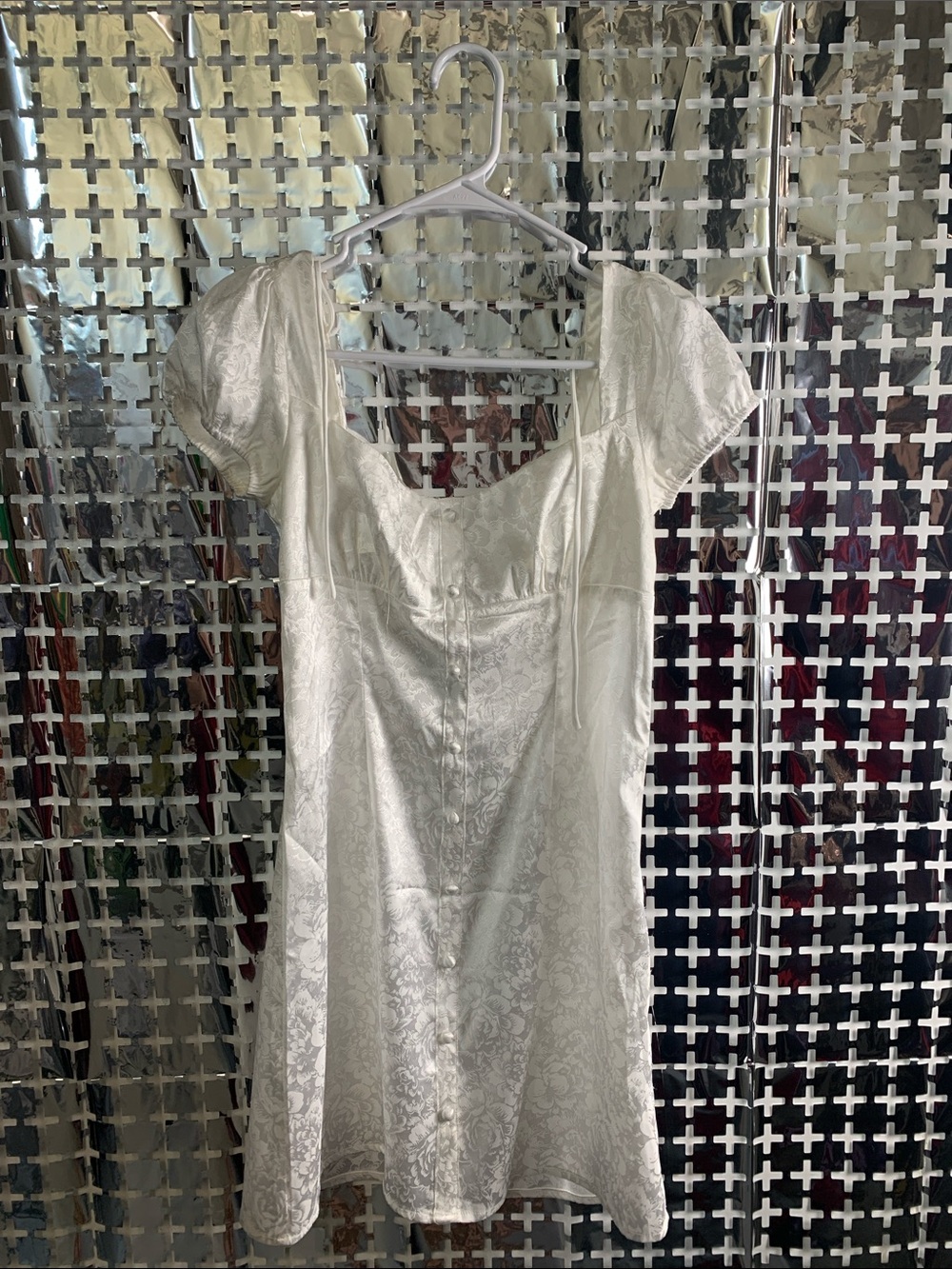Princess Polly White Satin Brocade Mini Dress